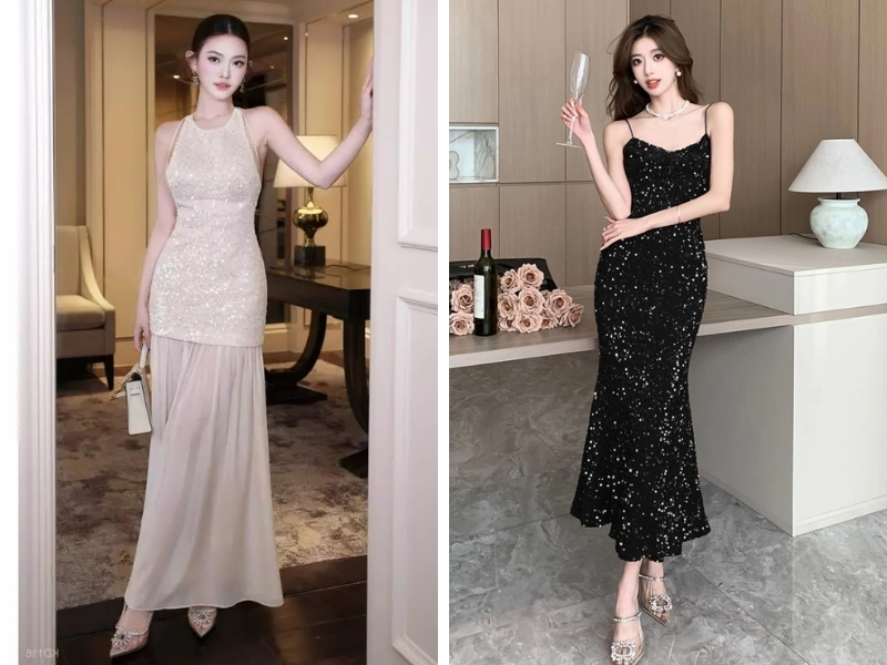 Chọn đầm kim sa đi tiệc
