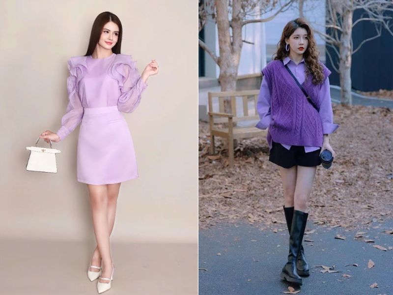 trang phục màu tím tôn da trắng