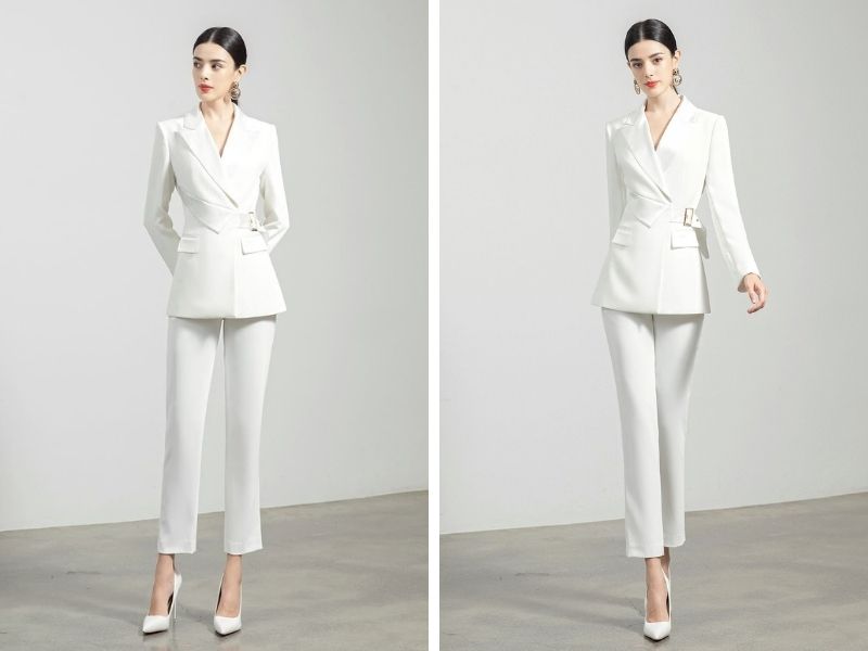 Cách phối vest nữ với giày mũi nhọn