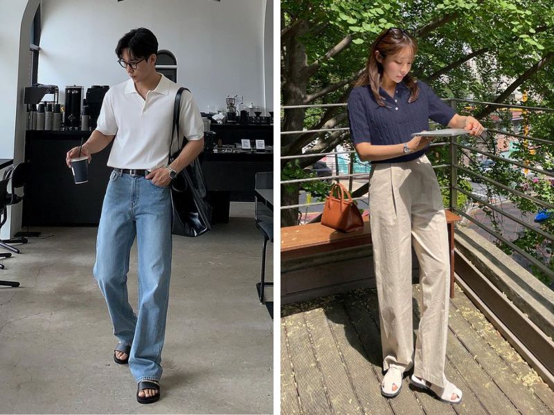áo polo quần ống suông