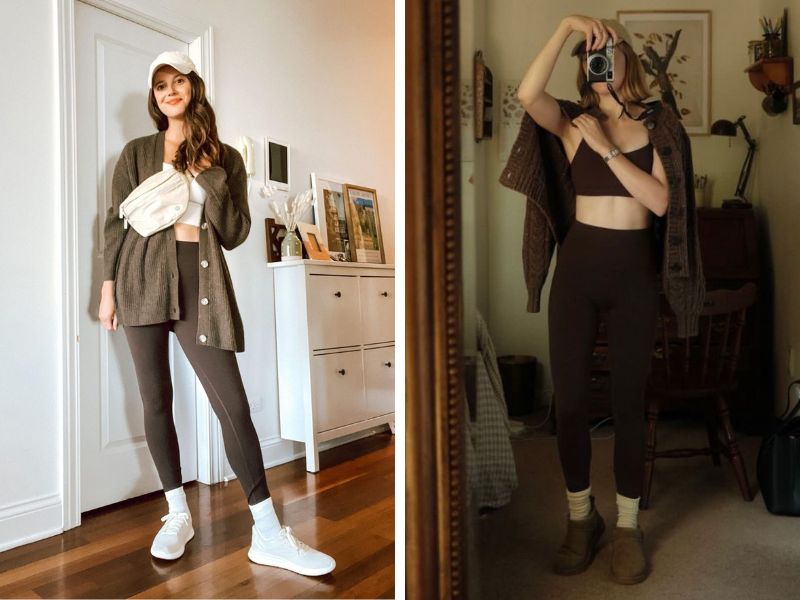 áo cardigan và quần legging