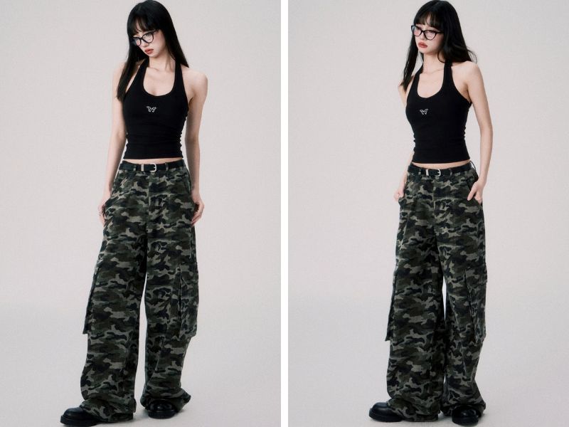 Cách phối quần baggy với áo thun ba lỗ