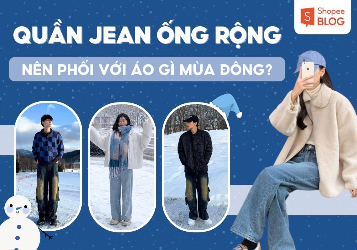 quần jean ống rộng phối với áo gì mùa đông