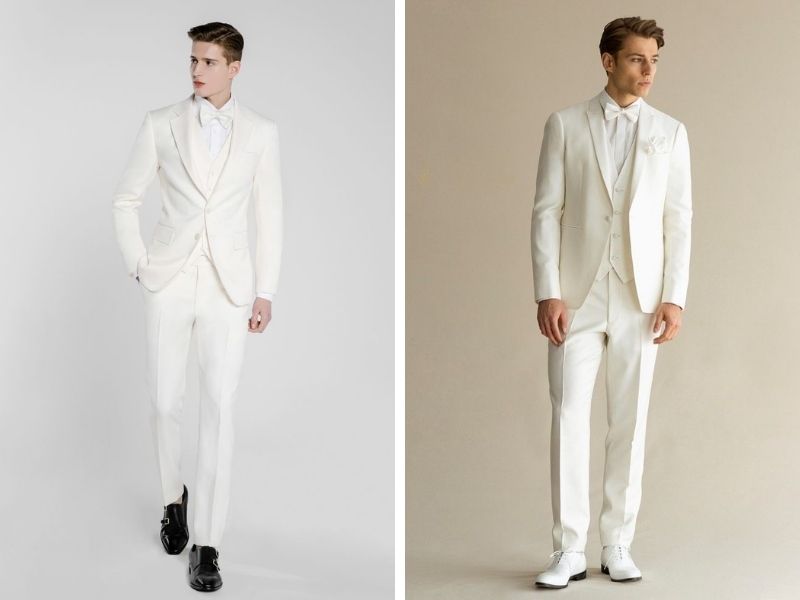 Cách phối giày với vest trắng cho nam