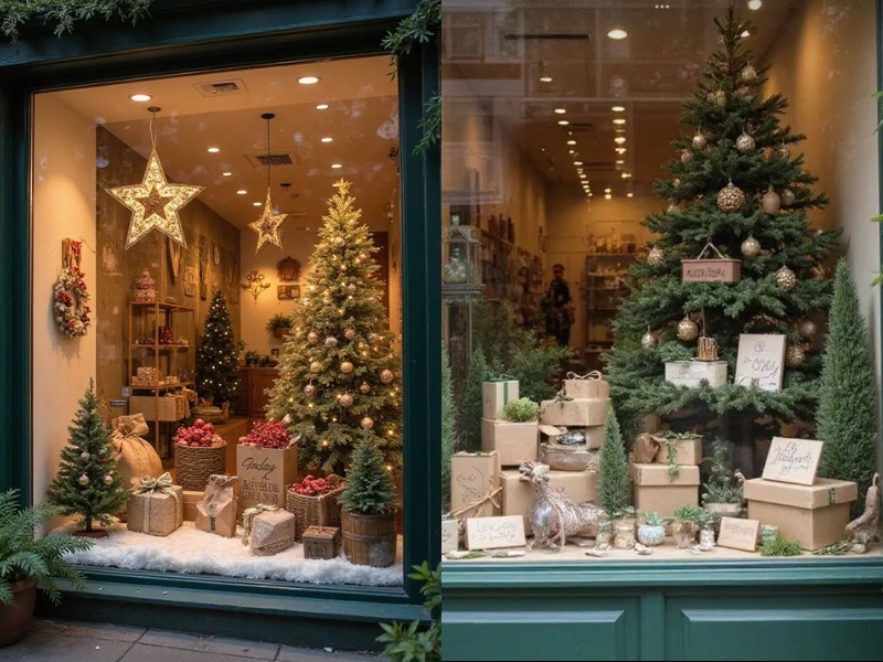Trang trí noel cửa hàng bằng cây thông Noel