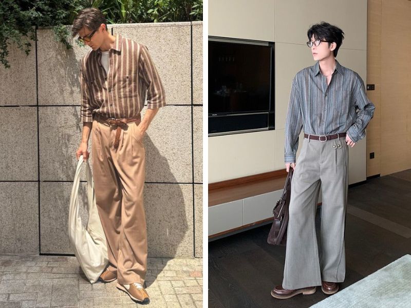 style vintage với áo sơ mi nam