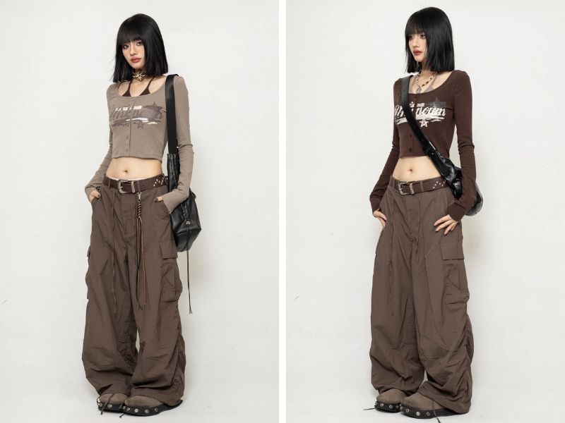 Phối đồ với quần baggy và áo croptop