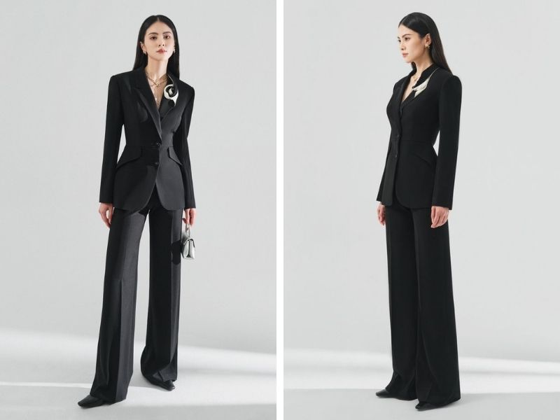 Cách phối giày với vest đen cho nữ