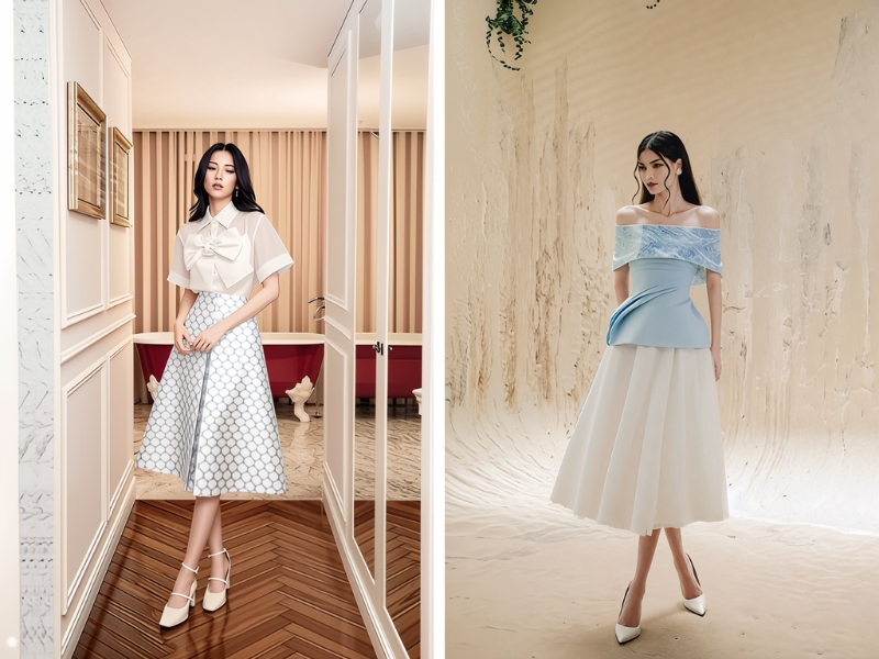 Phối áo với chân váy đi tiệc