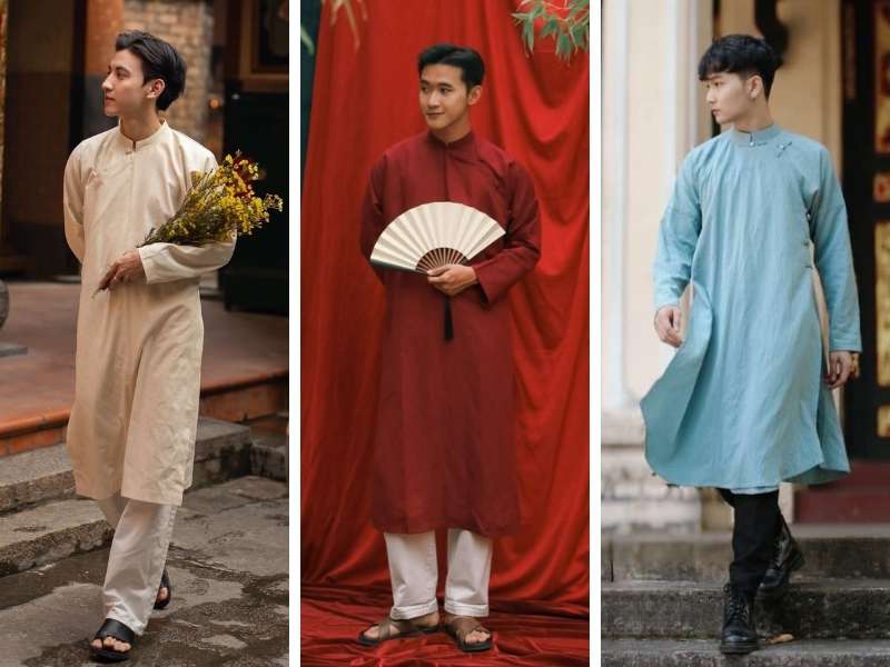 Phối đồ đi chơi Tết cho nam với áo dài