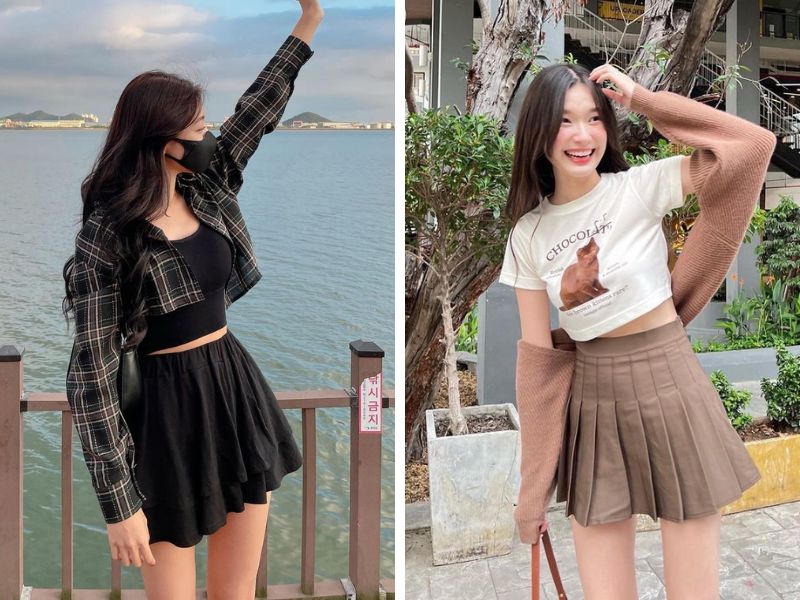 croptop và chân váy xòe