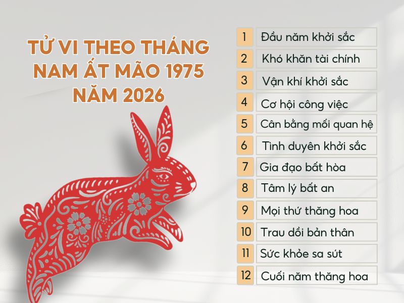 Tổng quan tử vi 12 tháng năm 2026 của tuổi Ất Mão nam mạng 1975 