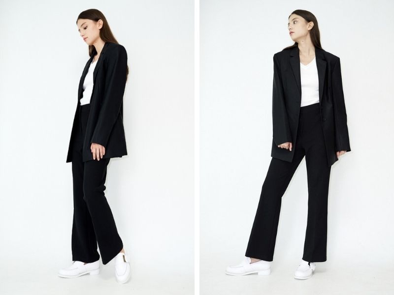 Suit nữ phối cùng giày Loafer nữ