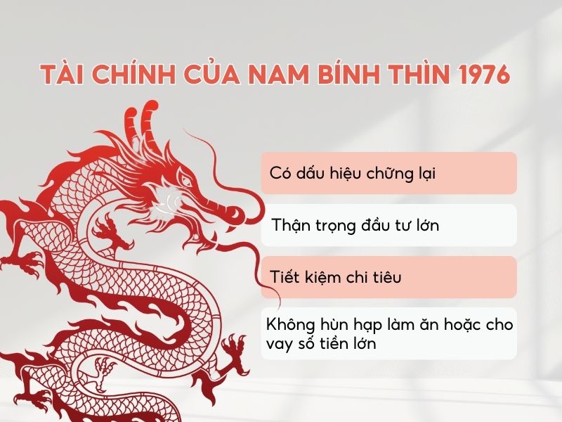 Tổng quan tài chính của tuổi Bính Thìn nam mạng 1976 