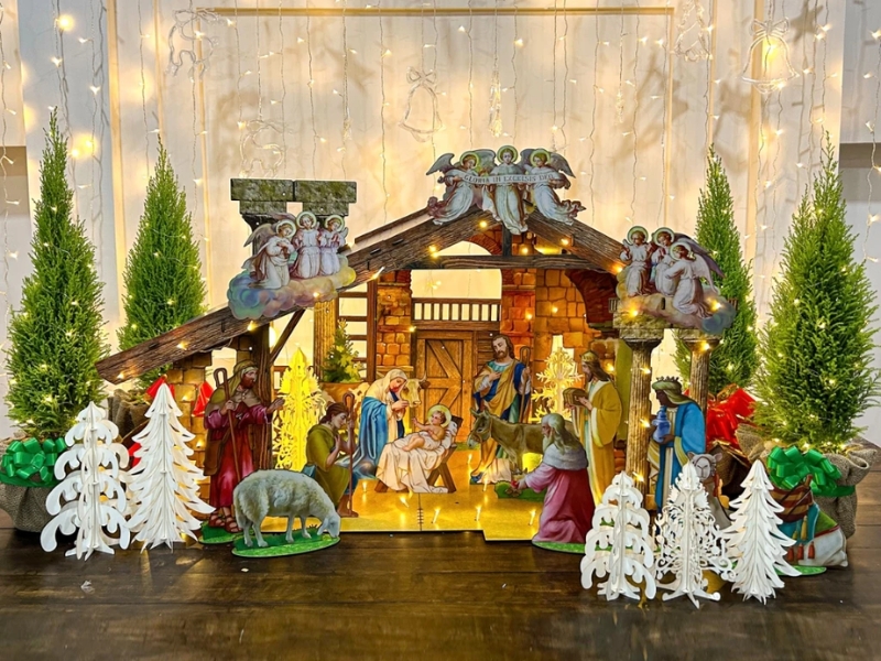 Mô hình hang đá Giáng sinh bằng gỗ 