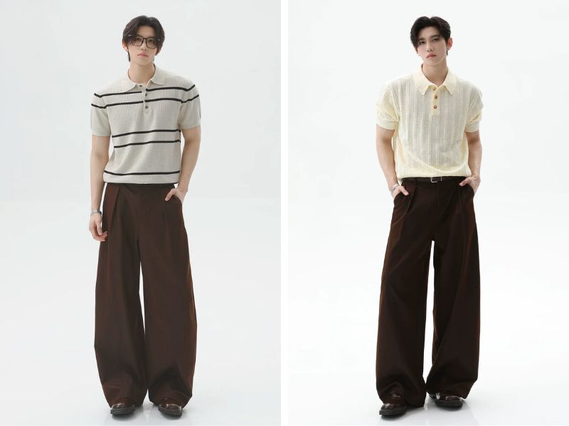 Phối đồ với quần baggy và áo polo nam