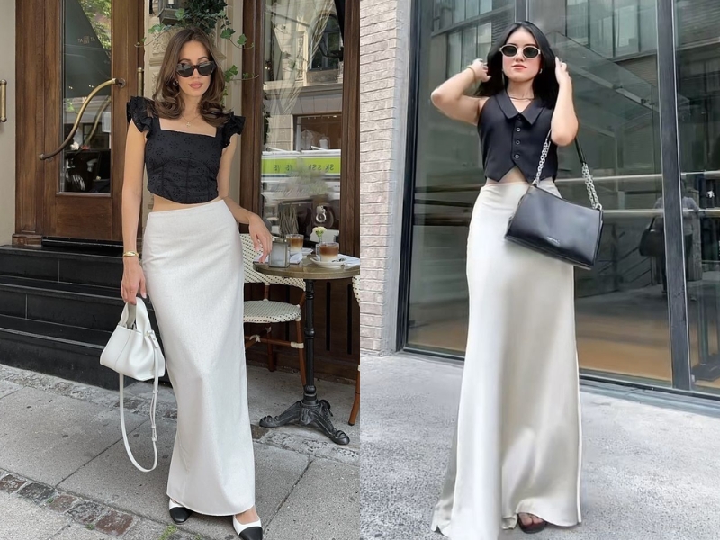 Chân váy lụa với phong cách trẻ trung