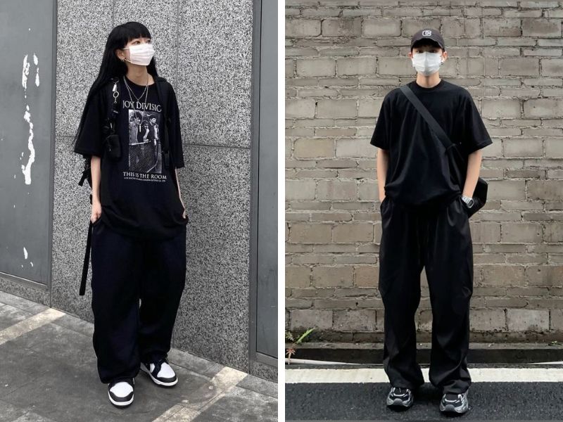 phong cách một màu với quần baggy