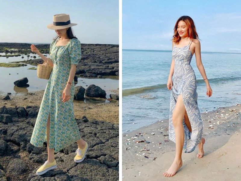 váy maxi xẻ tà