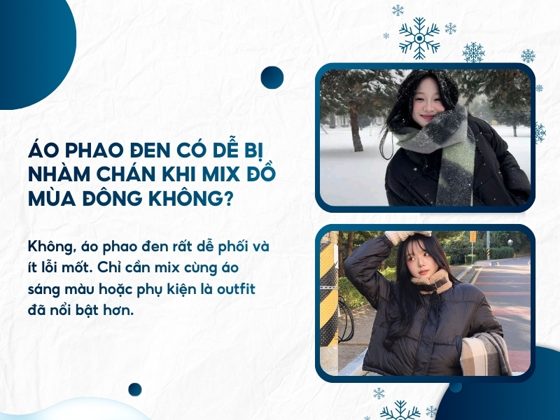 Áo phao đen có dễ bị nhàm chán khi mix đồ mùa đông không?