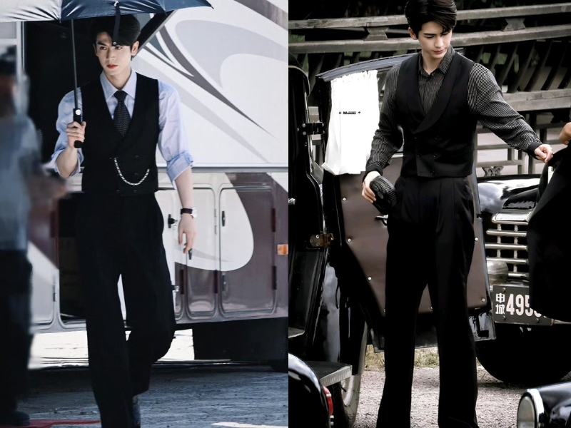  phối đồ cho nam với áo gile và quần ống rộng