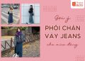 phối đồ với chân váy jean dài mùa đông