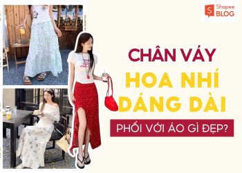 chân váy hoa nhí dáng dài phối với áo gì