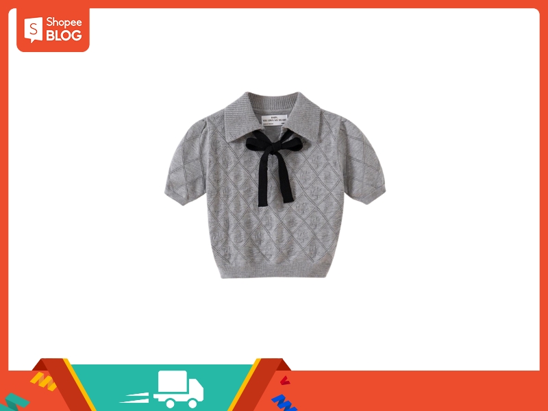 Áo len croptop màu xám của Tingoan