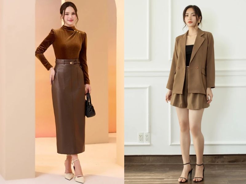 màu áo nâu tôn da trắng