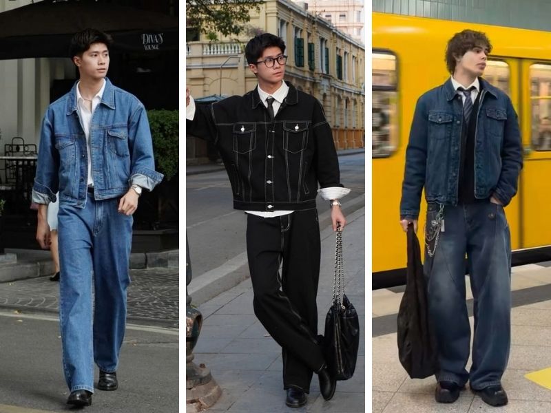 Gợi ý outfit Tết cho nam phong cách denim-on-denim