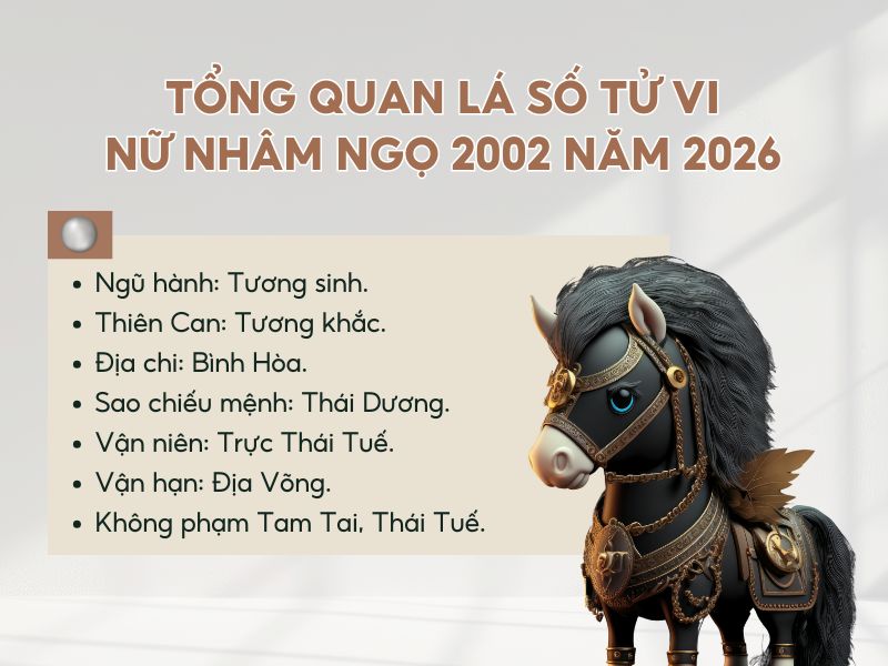 Tổng quan tử vi tuổi Nhâm Ngọ nữ mạng 2002 trong năm 2026 