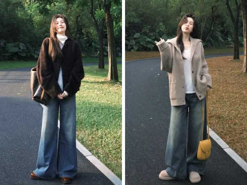  Cách phối đồ đông đẹp với quần jean nữ
