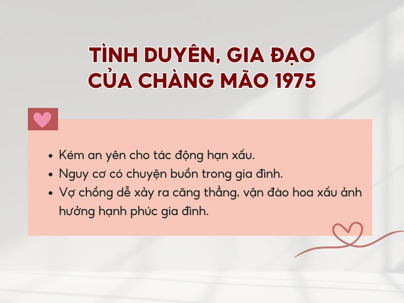 Tổng quan về gia đạo và tính duyên của tuổi Ất Mão nam mạng 1975 