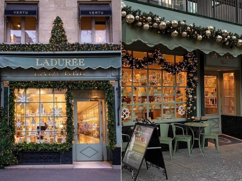 Trang trí Noel cho cửa hàng bằng dây thông 