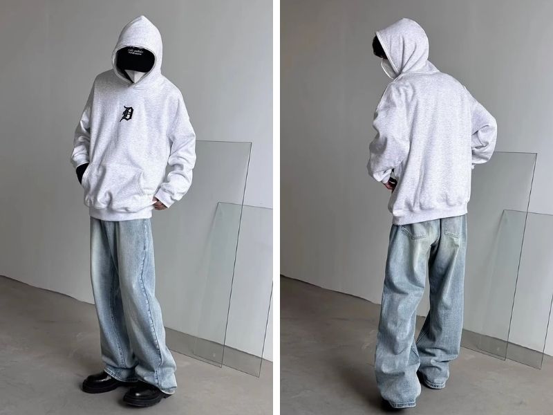 Cách kết hợp quần jean ống loe với hoodie nam