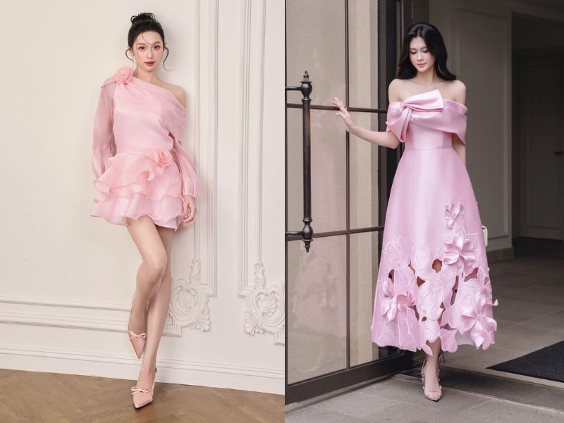 áo gam hồng tôn da trắng