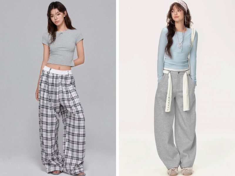 Các kiểu phối đồ với quần baggy lưng thun nữ