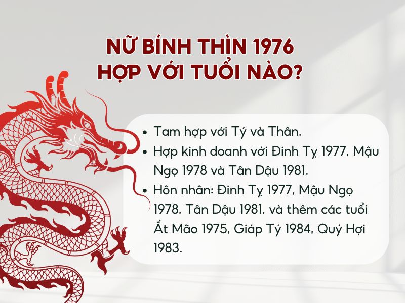 Nữ 1976 lấy chồng tuổi nào hợp? 