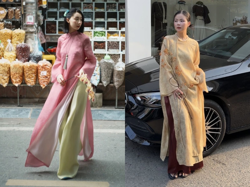 mẫu áo dài cách tân dáng suông