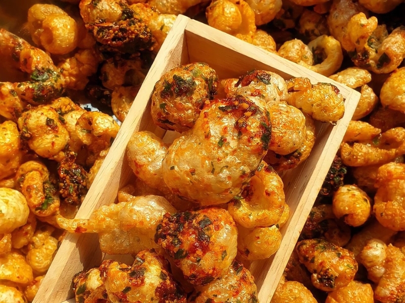 Da heo cháy tỏi ăn vặt ngày tết