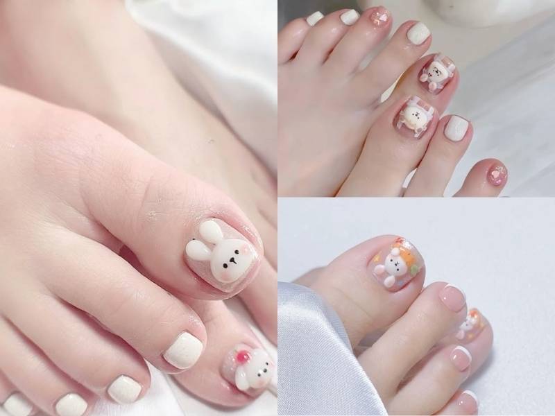 Mẫu nail chân Tết cho học sinh sinh viên