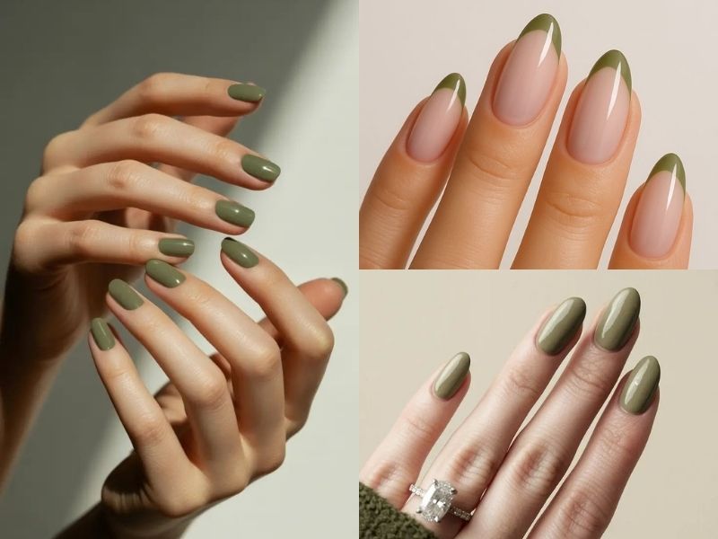 mẫu Nail xanh rêu hợp mệnh mộc