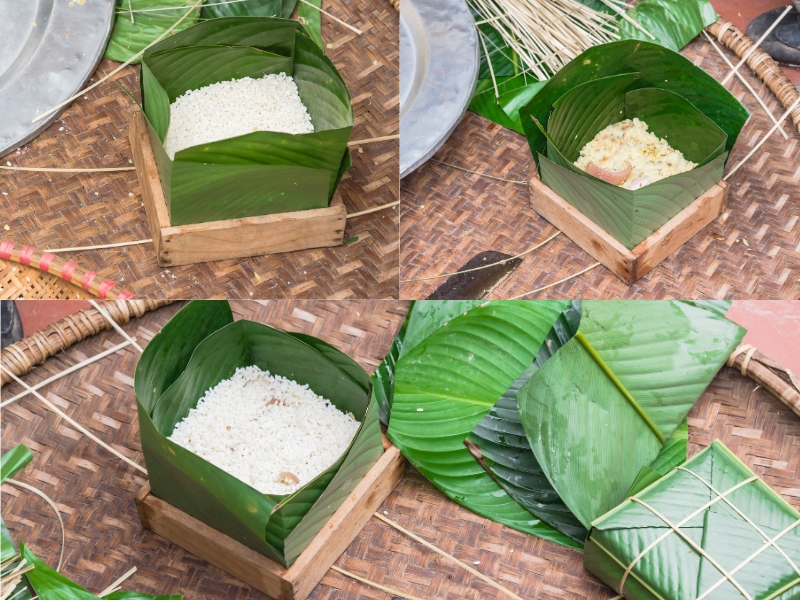 Cách gói bánh chưng ngày Tết