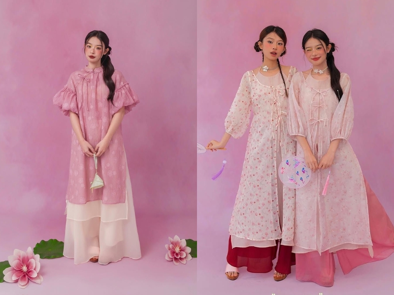 Áo dài tay phồng 