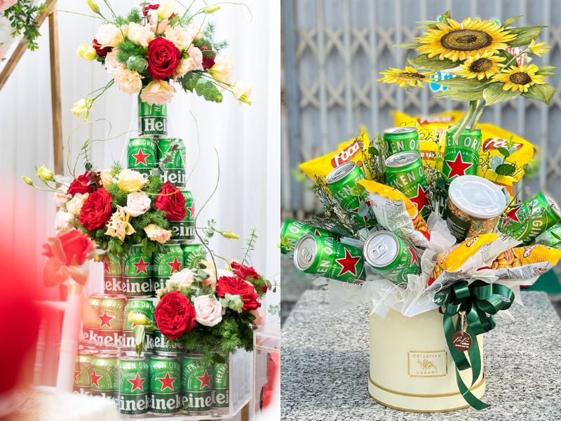 tháp bia nhiều màu
