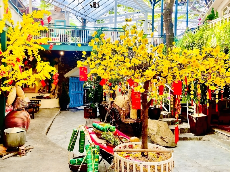 tiểu cảnh trang trí tết