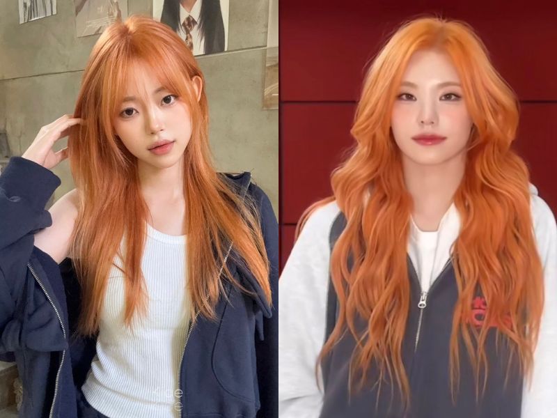 tóc dài màu cam sáng yeji