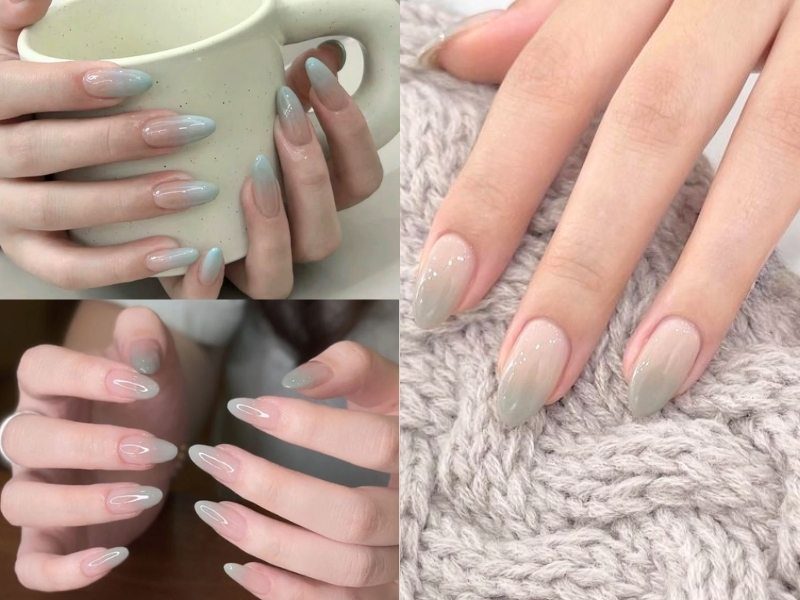 Nail xanh ngọc ombre nhẹ