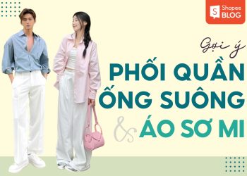 quần ống suông mặc với áo sơ mi