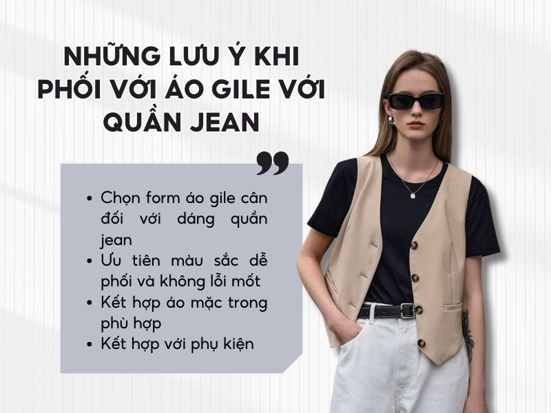 Mẹo phối áo gile với quần jean 